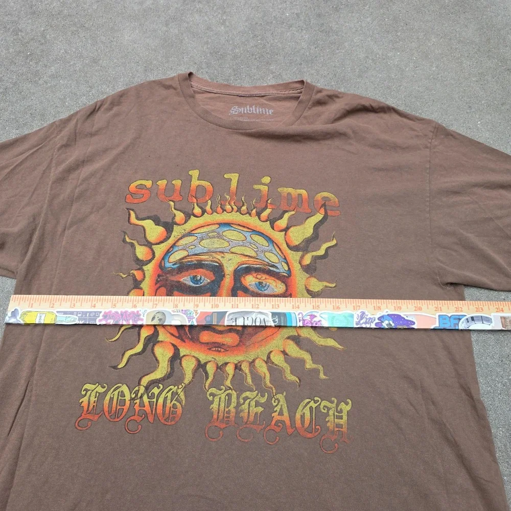 Sublime Long Beach Sun Graphic T-Shirt Mens Large Brown Cotton Band Tee - Picture 5 of 6
